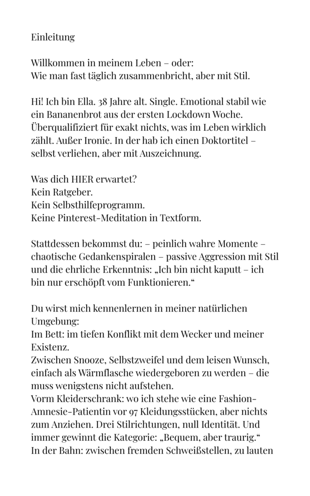 Leseprobe 'Ella Echtjetzt – Bitte nicht perfekt! Danke!': Sarkasmus, Selbstironie und der ganz normale Beziehungswahnsinn